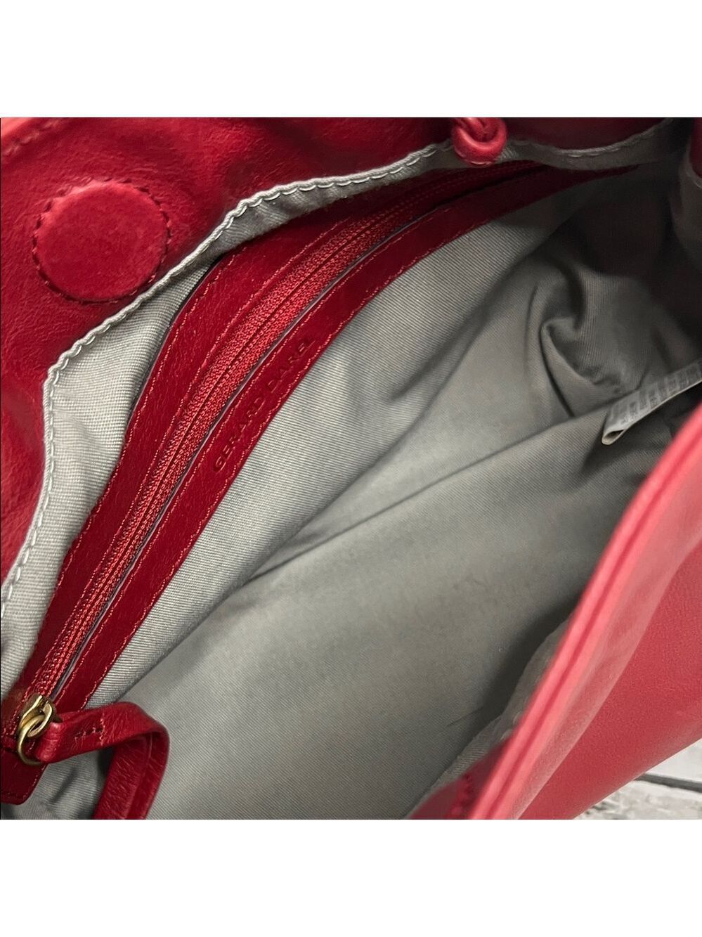 Gerard Darel Red Leather Satchel Shoulder Crossbody Bag 24h Mini Designer Purse - Picture 12 of 13